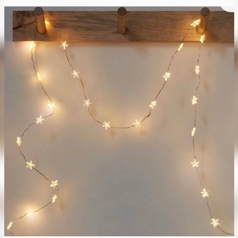 Free People Starry String Lights Mini White 7' Copper Wire With 3 Batteries NWOT